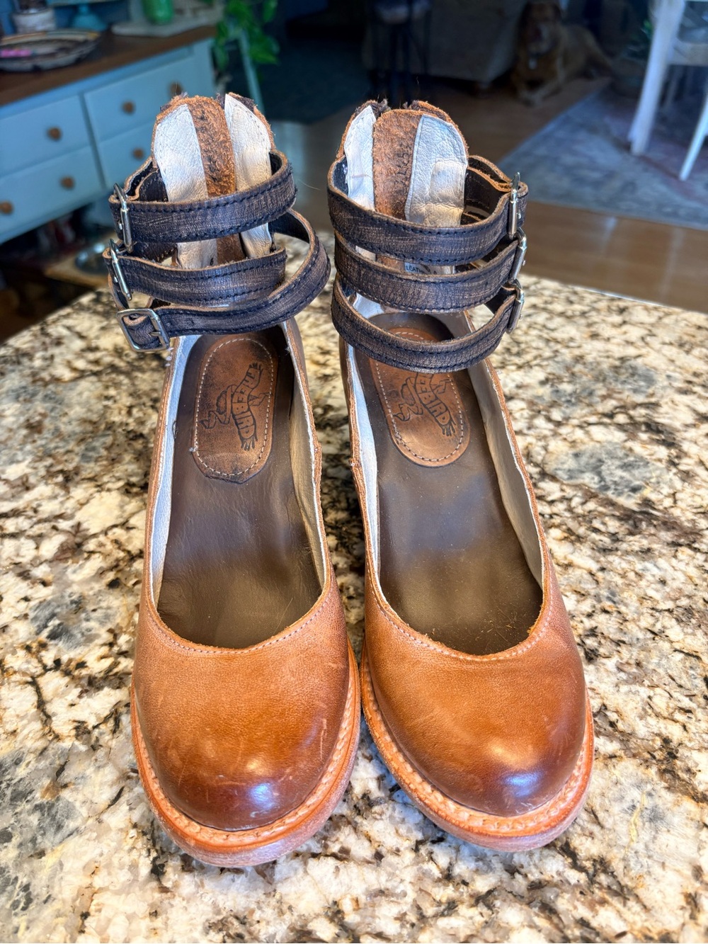 freebird Two-Tone Brown Leather Ankle-Strap Sandals